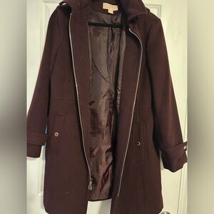 MICHAEL Michael Kors Deep Burgundy Trench Coat Purple Coat Purple Jacket Hood